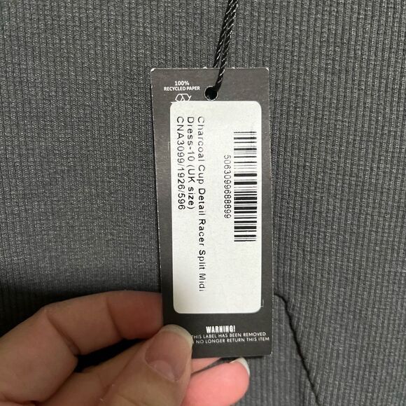 Pretty Little Thing Charcoal Cup Detail Racer Split Midi Dress - Picture 5 of 13